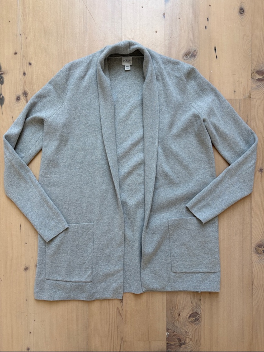 J. Crew Heather Gray Open-Front Shawl Collar Cardigan - Petite Small